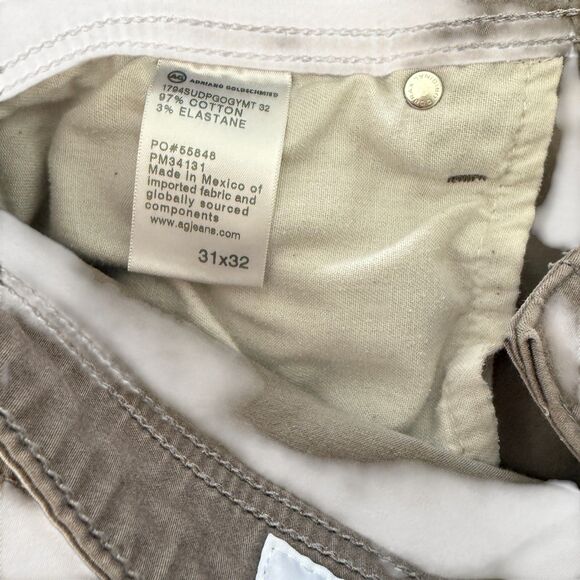 Men's AG Everett‎ Sueded Stretch Sateen Slim Straight Pants | 31x32 | Stone - Picture 6 of 6